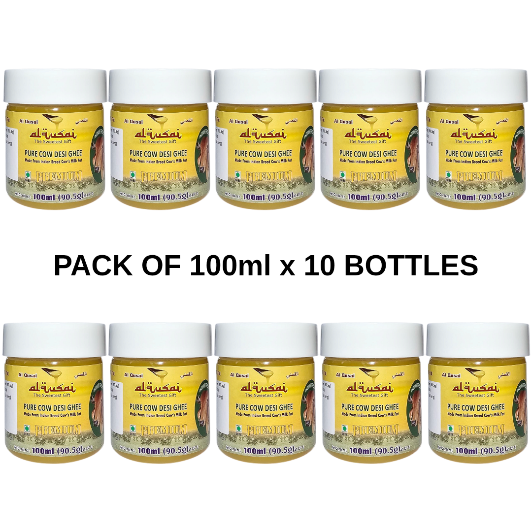 INDIAN BREED PURE COW DESI GHEE MADE FROM MILK FAT 100ML X 10 PET BOTTLES