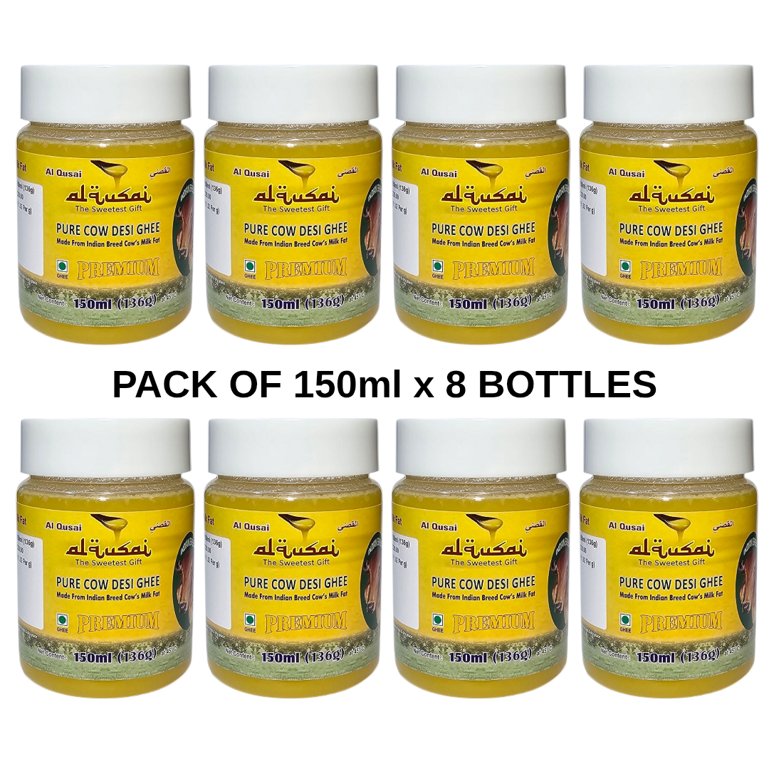 INDIAN BREED PURE COW DESI GHEE MADE FROM MILK FAT 150ML X 8 PET BOTTLES