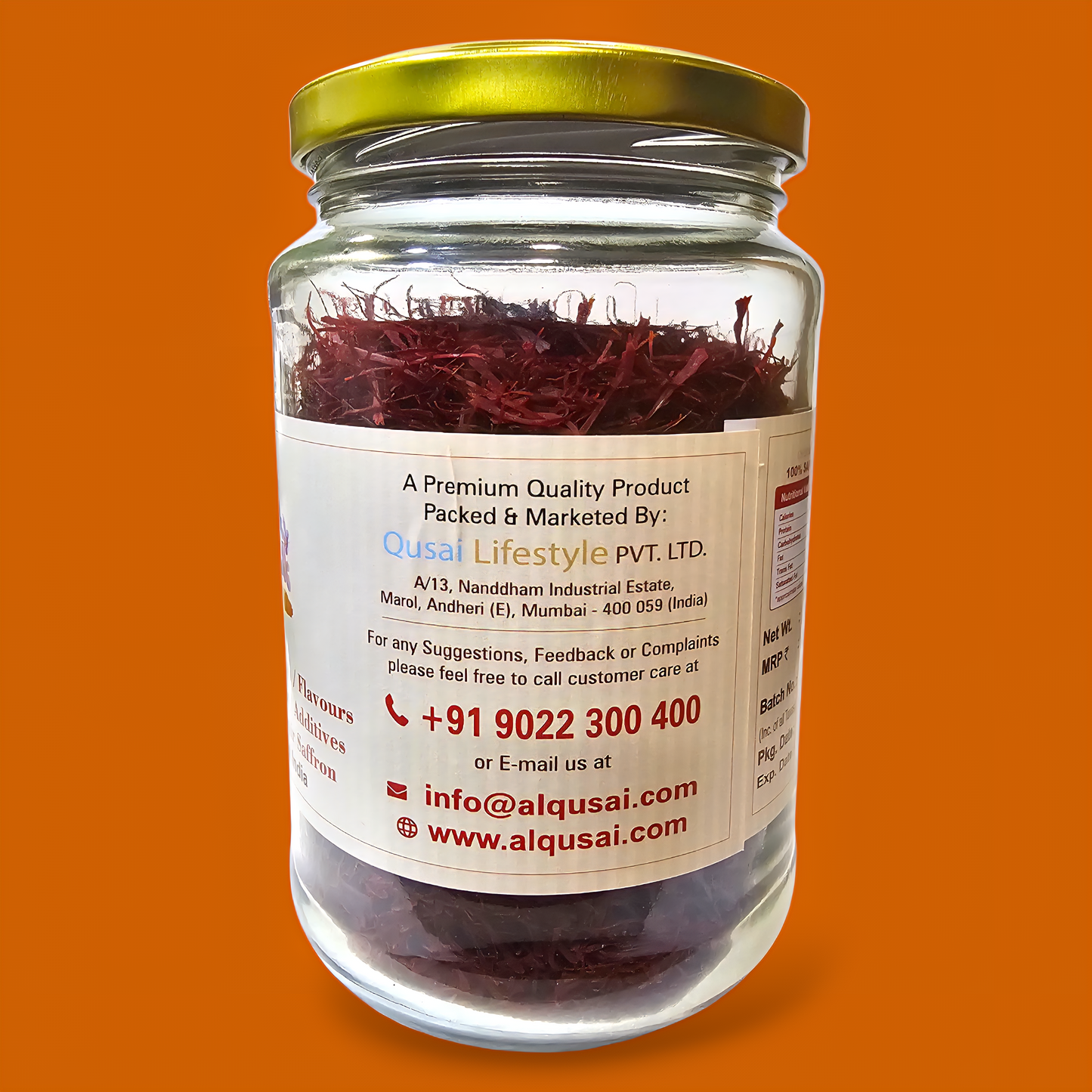 KASHMIRI MONGRA SAFFRON 100GM GLASS BOTTLE